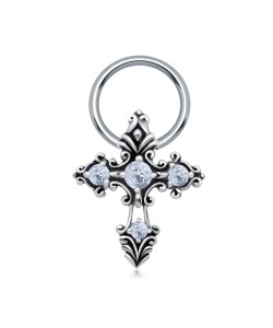 Designer Cross Nipple Piercing Closure Ring DCRS-130